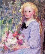 Palmer, Pauline Girl with Flowers Sweden oil painting reproduction
